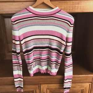 long sleeve ruffled hem and cuff pullover womens top Small never worn